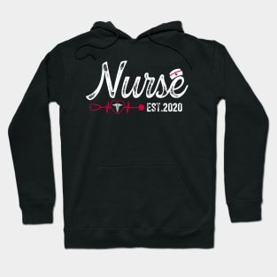 Womens New Nurse Est 2020 Nursing School Graduation Gift Hoodie